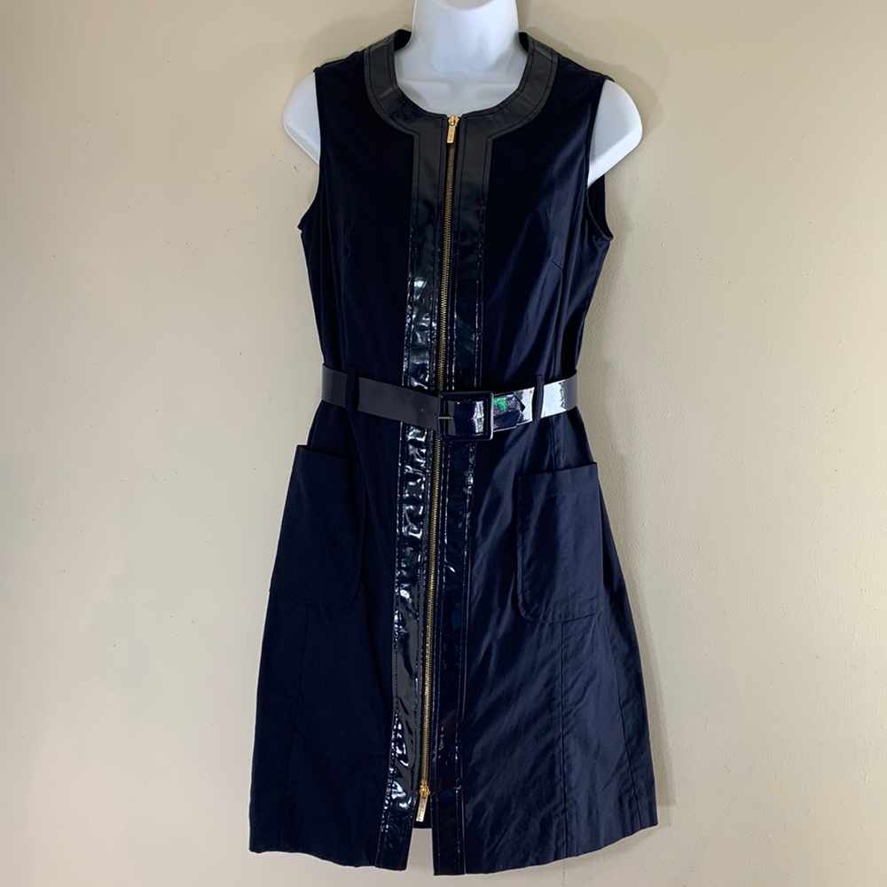 New. Tory Burch Full Zip Belted Sleeveless Knee Length Dress Size-6.
